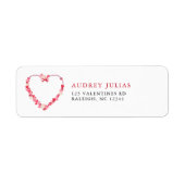 ピンクモダン赤いハートベビーシャワー差出人住所 ラベル (正面)