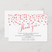 ピンクモダン赤いハートベビーシャワー サンキューカード (正面/裏面)