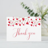 ピンクモダン赤いハートベビーシャワー サンキューカード (スタンド正面)