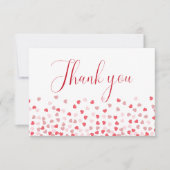 ピンクモダン赤いハートベビーシャワー サンキューカード (正面)