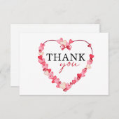 ピンクモダン赤いハートベビーシャワー サンキューカード (正面/裏面)