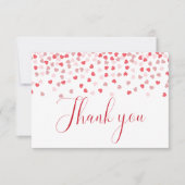 ピンクモダン赤いハートベビーシャワー サンキューカード (正面)