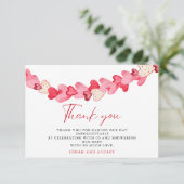 ピンクモダン赤いハートベビーシャワー サンキューカード (スタンド正面)