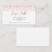 ピンクモダン赤いハート赤ちゃんシャワーおむつラッフル エンクロージャーカード (正面/裏面)