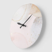 ピンクモダン赤面の水彩抽象芸術アート ラージ壁時計 (傾斜)