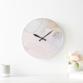 ピンクモダン赤面の水彩抽象芸術アート ラージ壁時計 (ホーム)