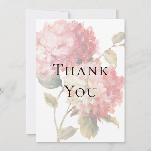 ピンクモダン赤面アジサイ結婚ズ サンキューカード (正面)