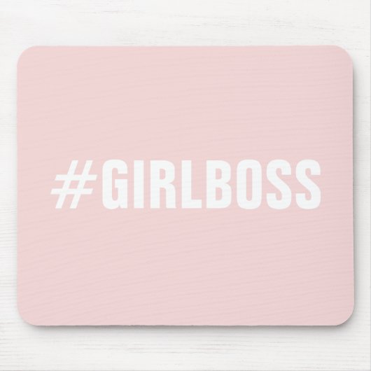 ピンクモダン赤面ガールボスタイポグラフィ マウスパッド (正面)