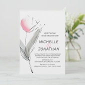 ピンクモダン赤面グレーチューリップクリスチャン結婚ズ 招待状 (スタンド正面)