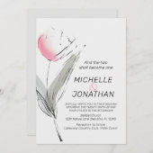 ピンクモダン赤面グレーチューリップクリスチャン結婚ズ 招待状 (正面/裏面)