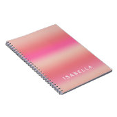 ピンクモダン赤面バラグラデーション勾配パーソナライズされた ノートブック (右側)
