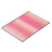 ピンクモダン赤面バラグラデーション勾配パーソナライズされた ノートブック (左側)