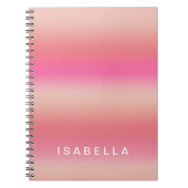 ピンクモダン赤面バラグラデーション勾配パーソナライズされた ノートブック (正面)