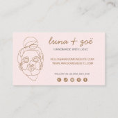 ピンクモダン赤面フェミニンラインアート割引カード 割引カード (裏面)