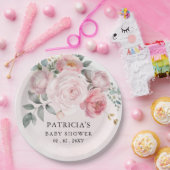ピンクモダン赤面フローラガールベビーシャワー ペーパープレート (パーティー)