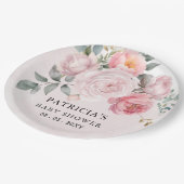 ピンクモダン赤面フローラガールベビーシャワー ペーパープレート (アングル)