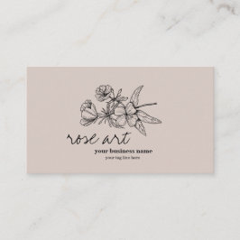 ピンクモダン赤面フローラ名刺 名刺