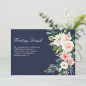 ピンクモダン赤面フローラ結婚詳細カード 招待状 (スタンド正面)