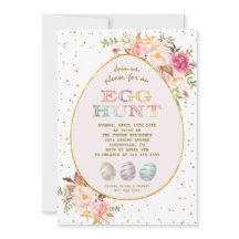 ピンクモダン赤面レッドフローラルゴールドエッグ狩りイースター