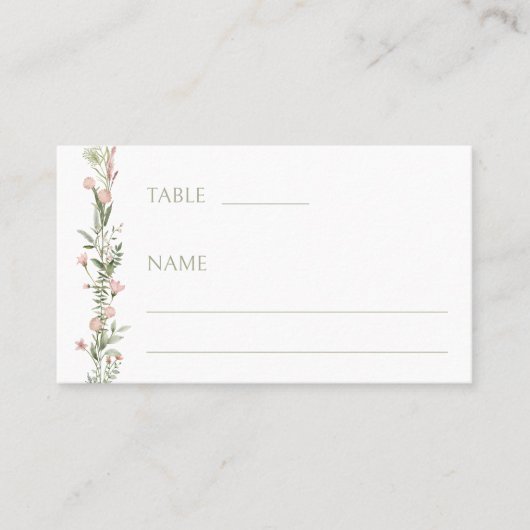 ピンクモダン赤面小さな花結婚の座席表 プレイスカード (正面)
