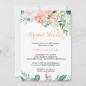 ピンクモダン赤面熱帯フローラブライダルシャワー 招待状 (正面)