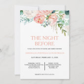 ピンクモダン赤面熱帯フローラリハーサルディナー 招待状 (正面)