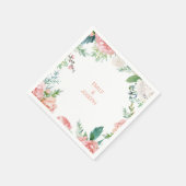 ピンクモダン赤面熱帯フローラ結婚ズナプキン スタンダードカクテルナプキン (角)