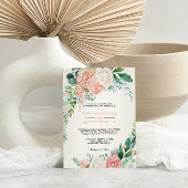 ピンクモダン赤面熱帯フローラ結婚ズ 招待状