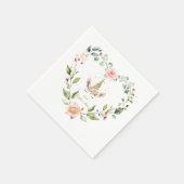 ピンクモダン赤面花金ゴールドユニコーン誕生日 スタンダードカクテルナプキン (角)