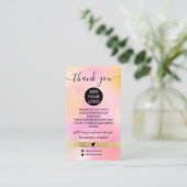 ピンクモダン金ゴールドのグラデーションのロ感謝していゴの順序 名刺 (スタンド正面)