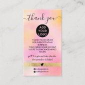 ピンクモダン金ゴールドのグラデーションのロ感謝していゴの順序 名刺 (正面)