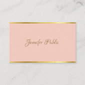 ピンクモダン金ゴールドの筆エレガント起こしスクリプトテンプレート 名刺 (正面)