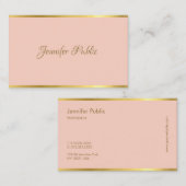 ピンクモダン金ゴールドの筆エレガント起こしスクリプトテンプレート 名刺 (正面/裏面)