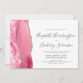 ピンクモダン金ゴールドアガテ結婚式招待状 招待状 (正面)