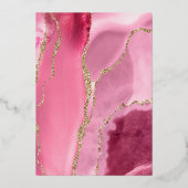 ピンクモダン金ゴールドアゲ結婚ート 箔招待状 (裏面)