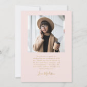 ピンクモダン金ゴールドアーチ卒業 招待状 (裏面)