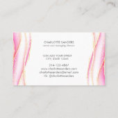 ピンクモダン金ゴールドアートリキッドインクウォーター色 名刺 (裏面)