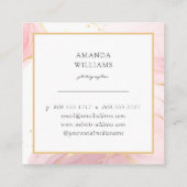 ピンクモダン金ゴールドアートリキッドウォーターカラースクエア スクエア名刺 (裏面)