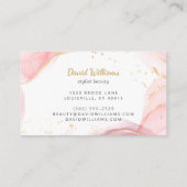 ピンクモダン金ゴールドアートリキッドウォーター色ビジネスCa 名刺 (裏面)