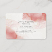 ピンクモダン金ゴールドアートリキッドウォーター色ビジネスCa 名刺 (裏面)