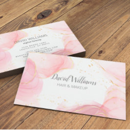 ピンクモダン金ゴールドアートリキッドウォーター色 名刺