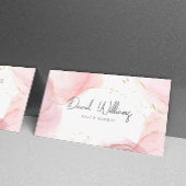 ピンクモダン金ゴールドアートリキッドウォーター色 名刺