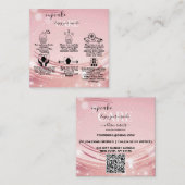 ピンクモダン金ゴールドウォーターカラーカップケ気にーキスクエアブ スクエア名刺 (正面/裏面)