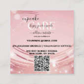 ピンクモダン金ゴールドウォーターカラーカップケ気にーキスクエアブ スクエア名刺 (裏面)