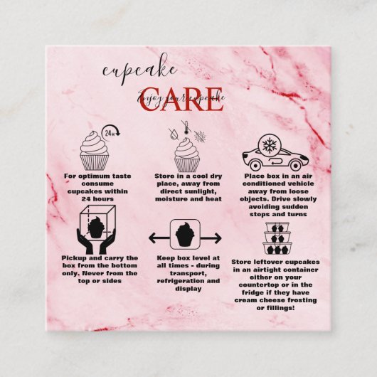 ピンクモダン金ゴールドウォーターカラーカップケ気にーキ スクエア名刺 (正面)