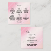 ピンクモダン金ゴールドウォーターカラーケ気にーキ スクエア名刺 (正面/裏面)