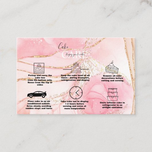 ピンクモダン金ゴールドウォーターカラーケ気にーキ 名刺 (正面)