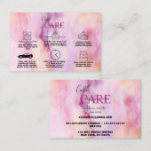 ピンクモダン金ゴールドウォーターカラーケ気にーキ 名刺 (正面/裏面)