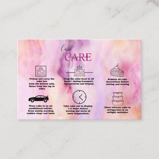 ピンクモダン金ゴールドウォーターカラーケ気にーキ 名刺 (正面)