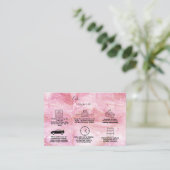 ピンクモダン金ゴールドウォーターカラーケ気にーキ 名刺 (スタンド正面)